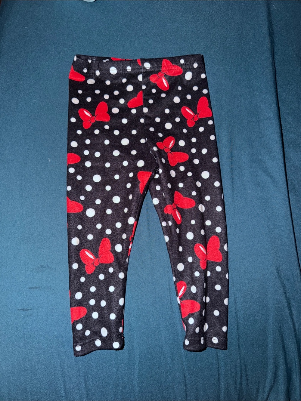 Disney Black Leggings with Red Bows & White Polka Dots